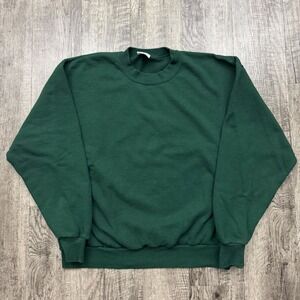 Vintage 90s Jerzees Blank Green Boxy Crewneck Sweatshirt USA Sz L
